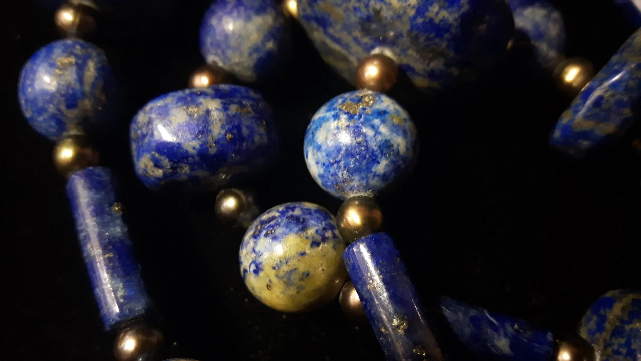 Lapis Lazuli & Pearl Silver Necklace