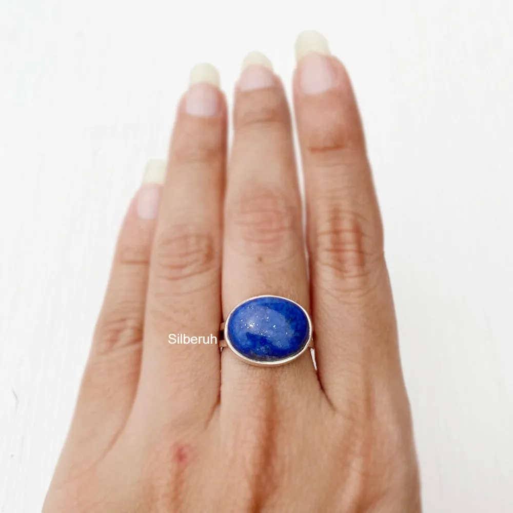 Lapis Lazuli Silver Oval Ring