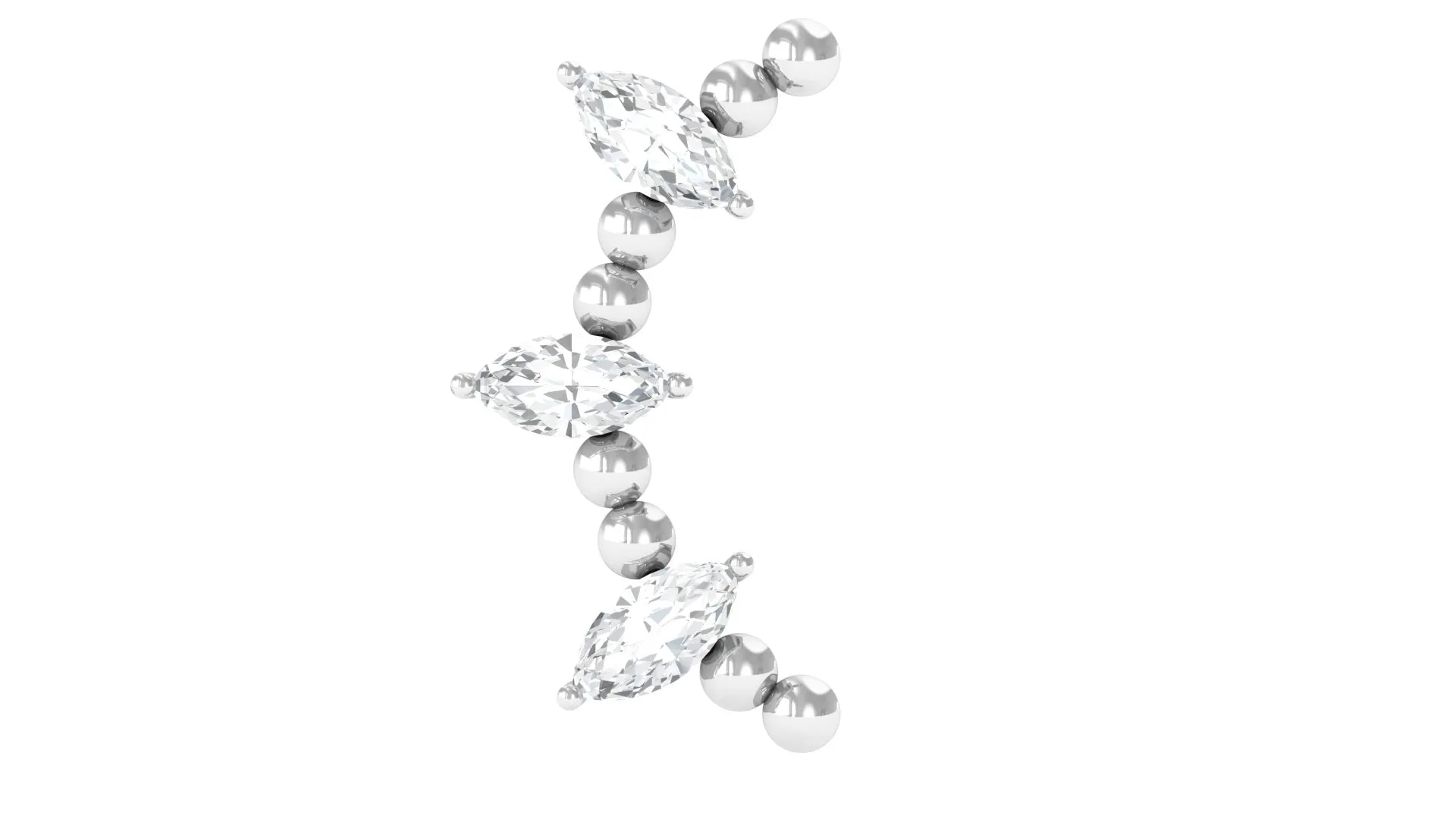 Marquise Moissanite Gold Beaded Crawler Earring