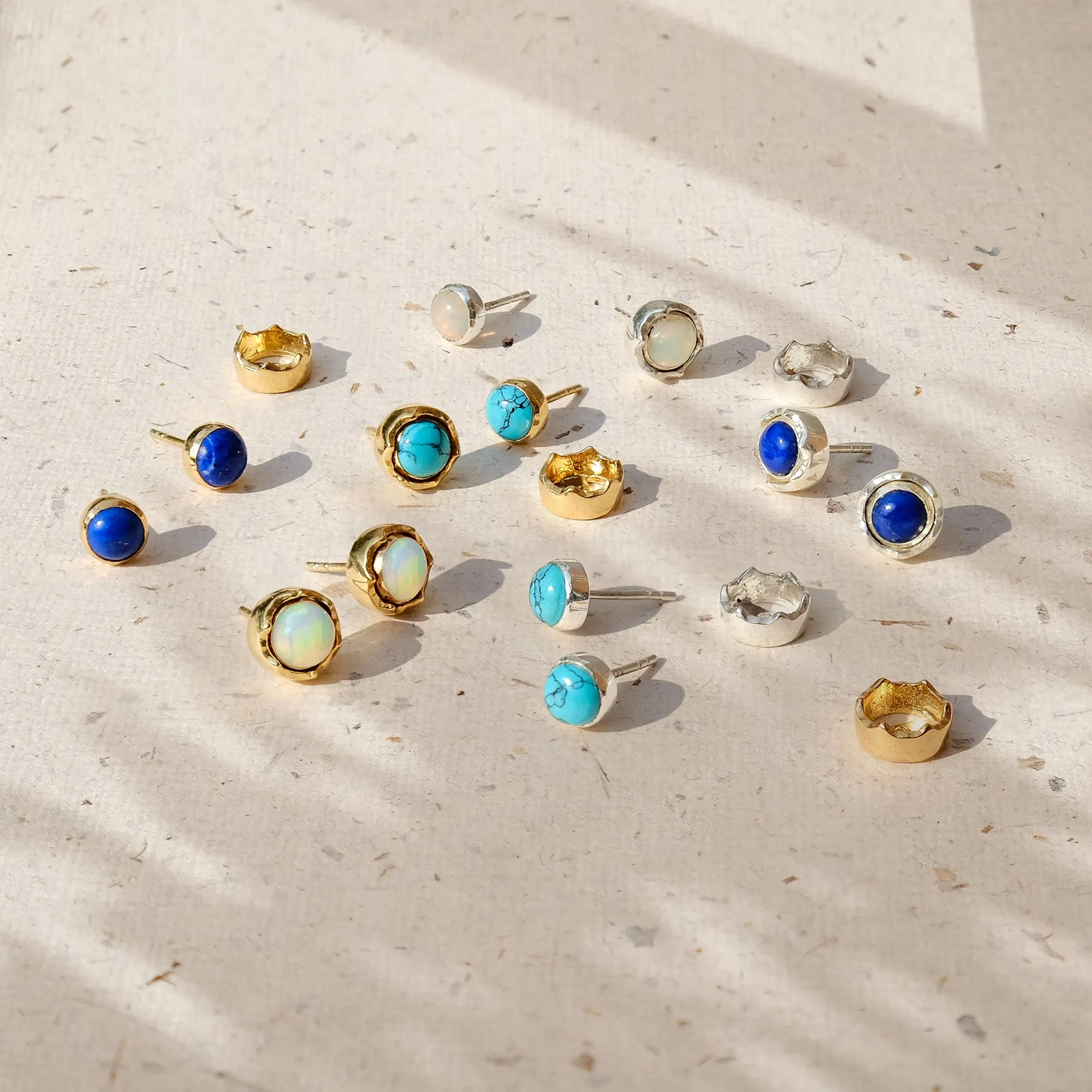 Maya Stud Earrings - Gold Lapis Lazuli