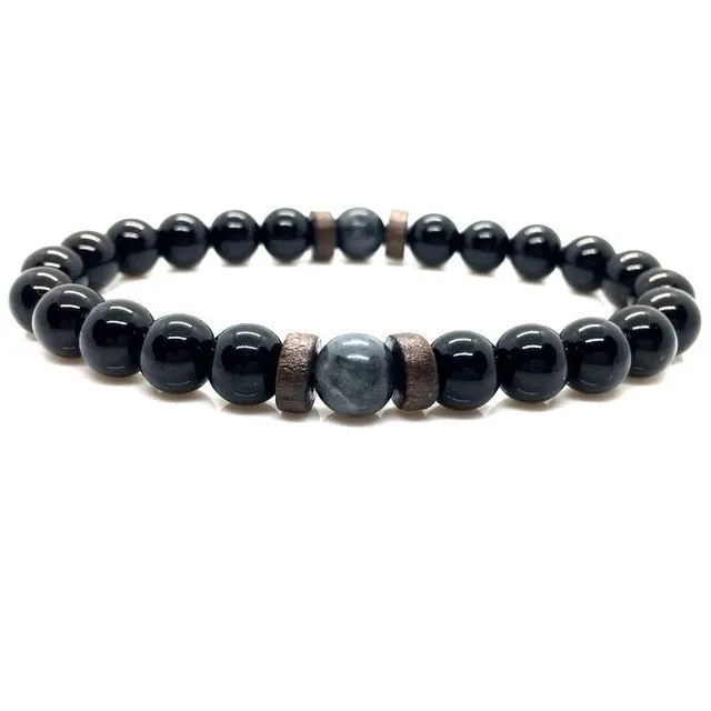 Men/Women-Natural Moonstone Bead Tibetan Buddha-Chakra Lava Stone Diffuser Bracelets