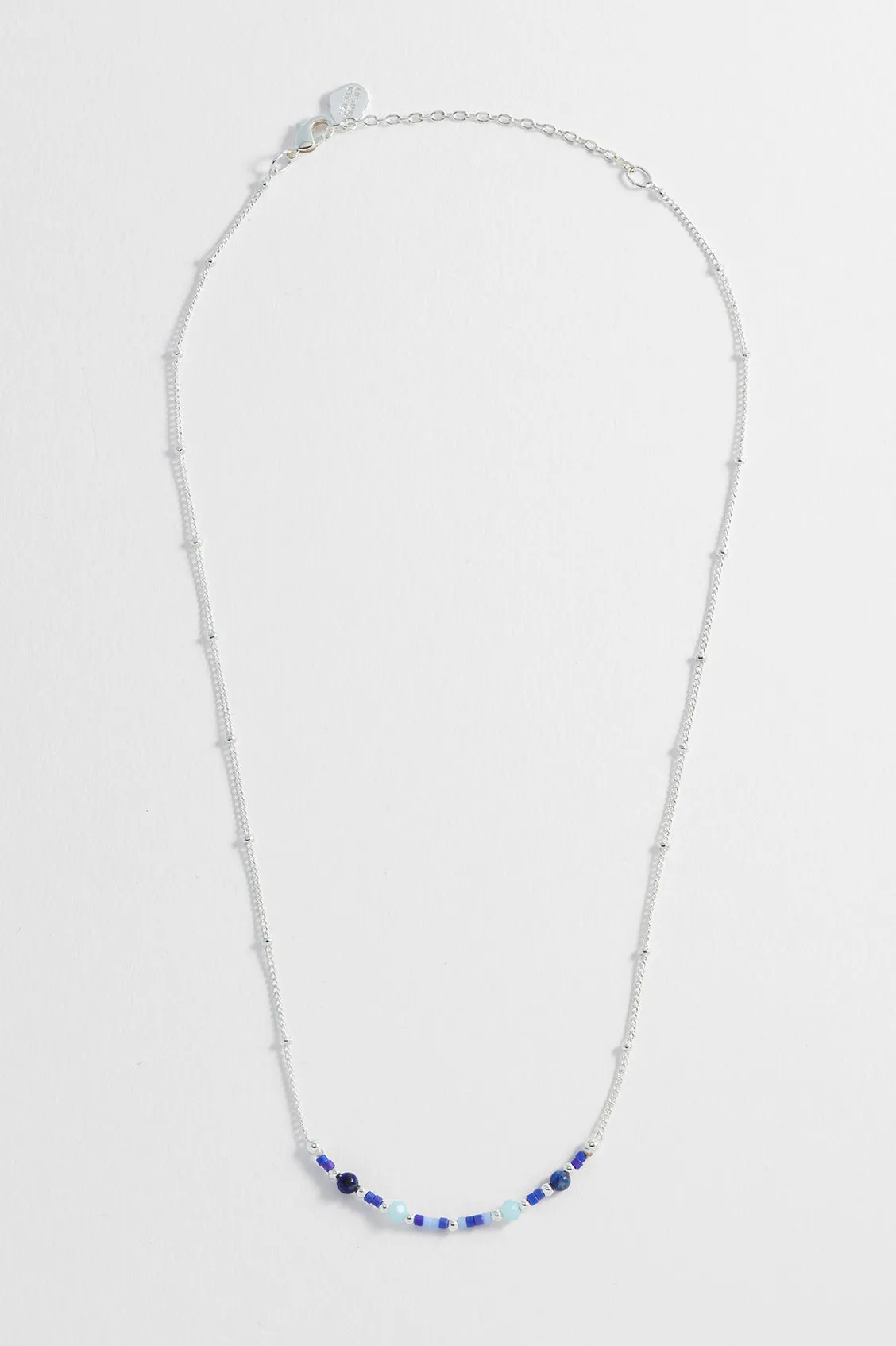 Mini Blue Beaded Chain Necklace
