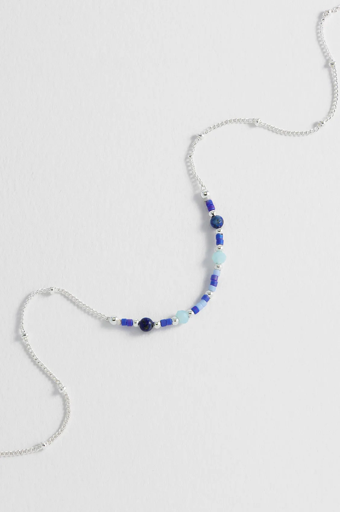 Mini Blue Beaded Chain Necklace