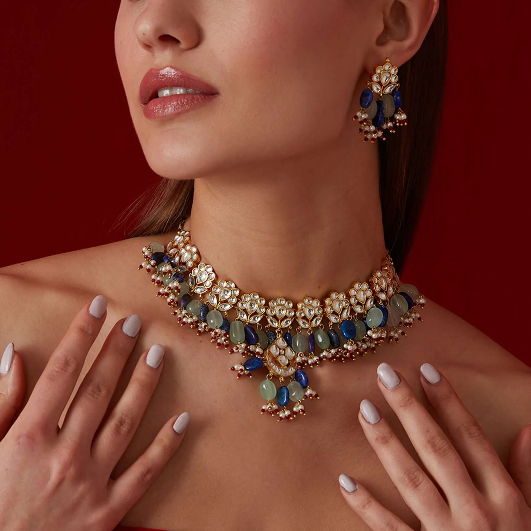 Multicolored Kundan Choker With Floral Motifs