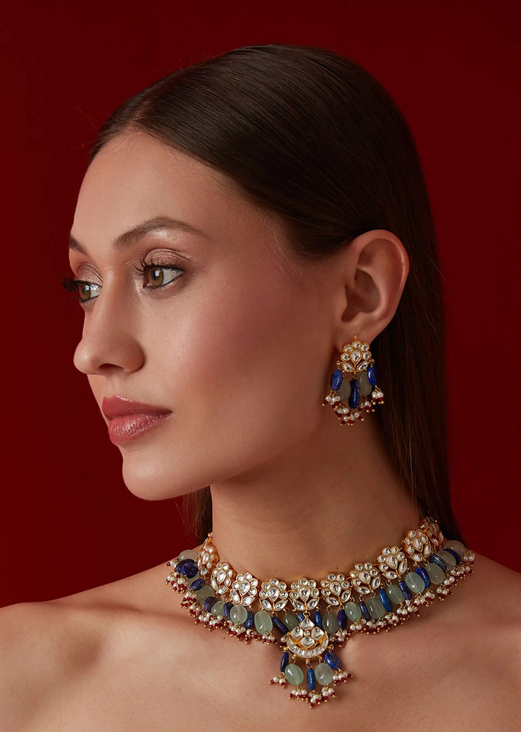 Multicolored Kundan Choker With Floral Motifs