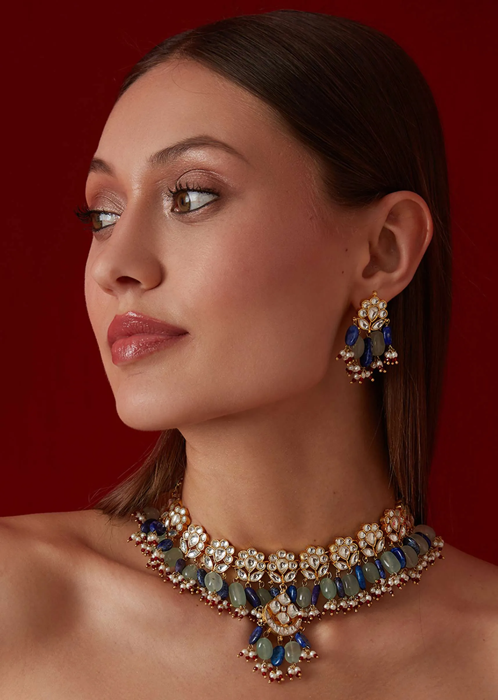 Multicolored Kundan Choker With Floral Motifs