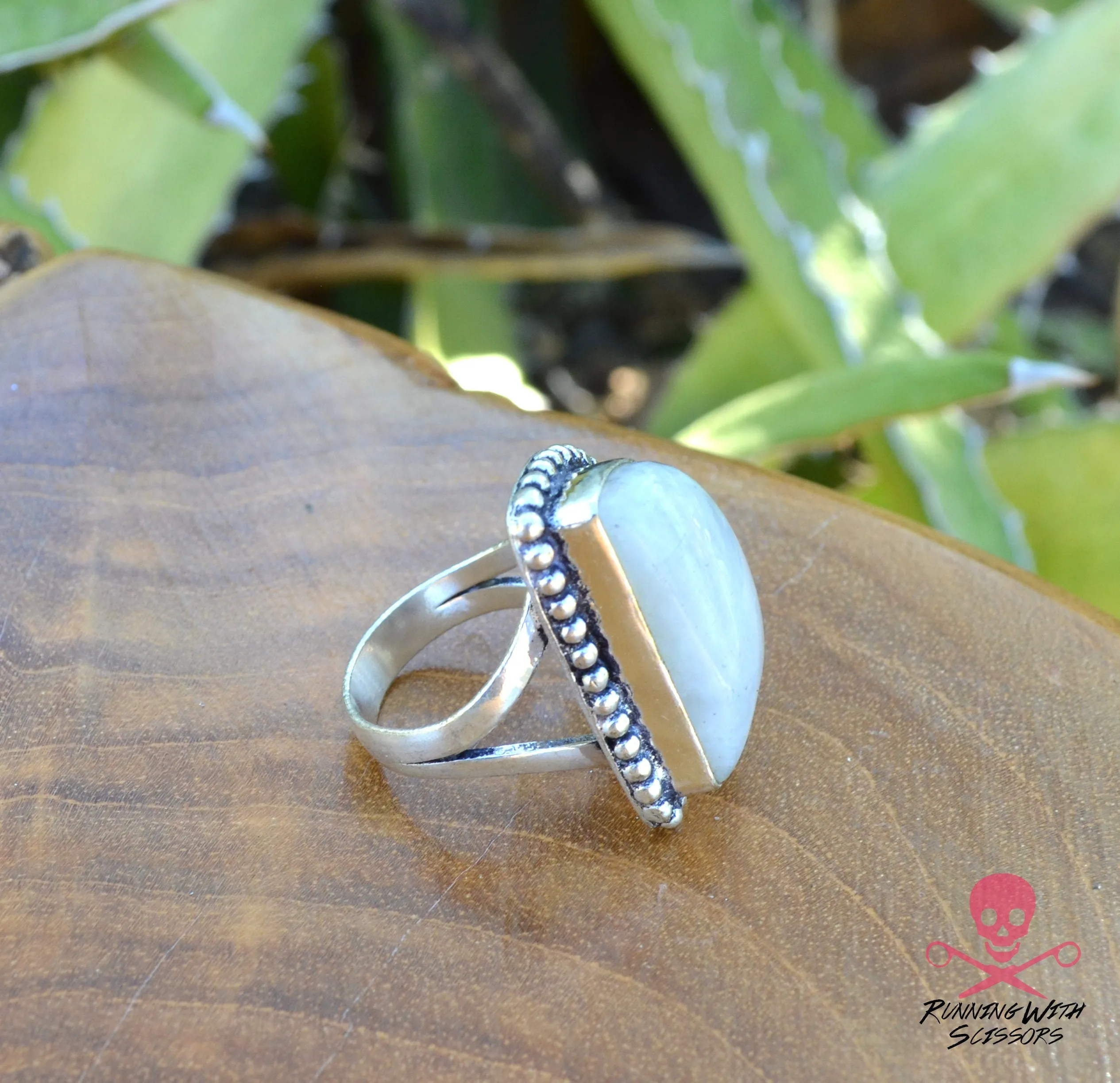 Mystical Moonstone Sterling Silver Ring, Size 7, 925, USA Seller, Genuine Stone, Handmade Gemstone Ring