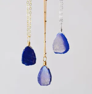 Natural Lapis Lazuli Slice Pendant Necklace
