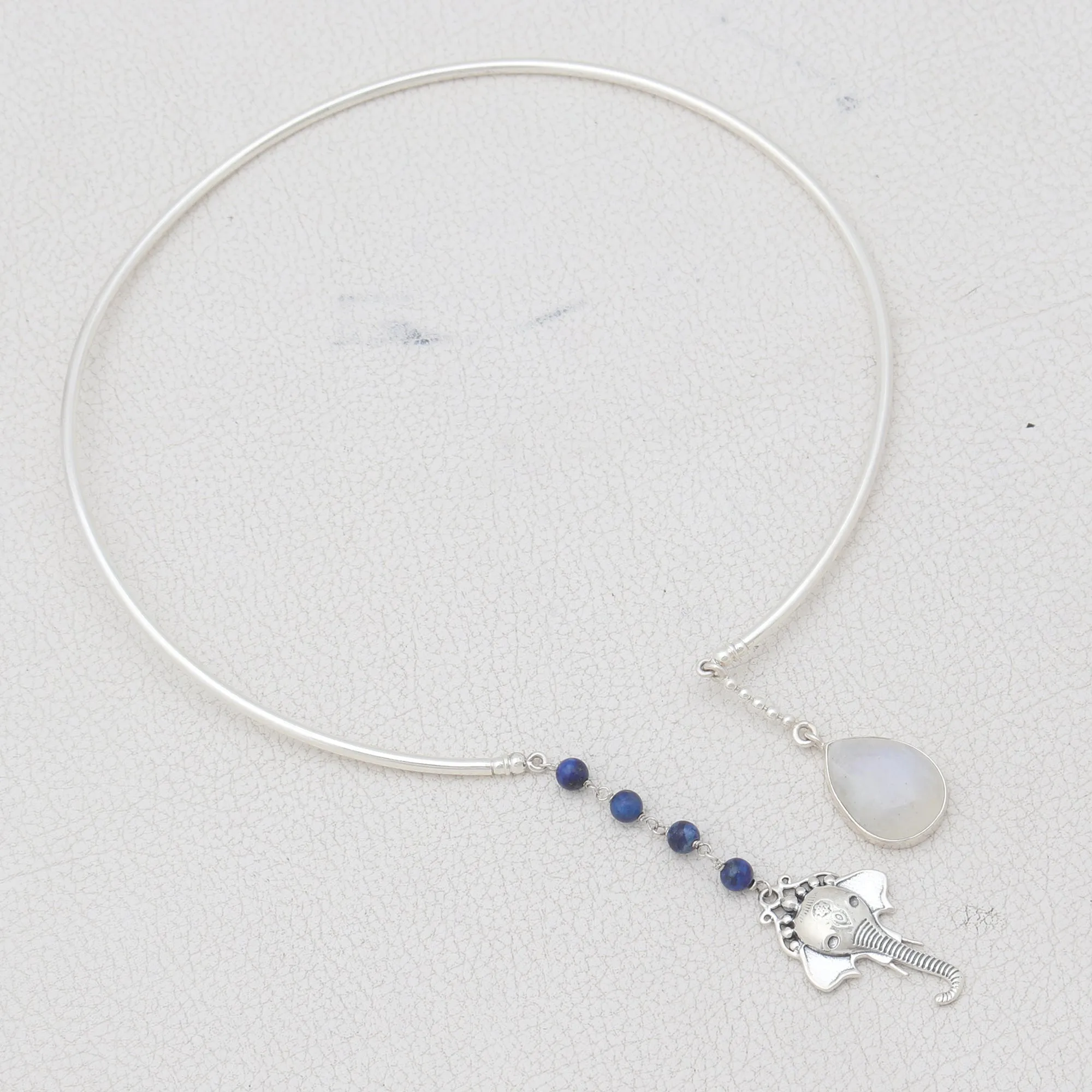 Natural Rainbow Moonstone Collar Necklace
