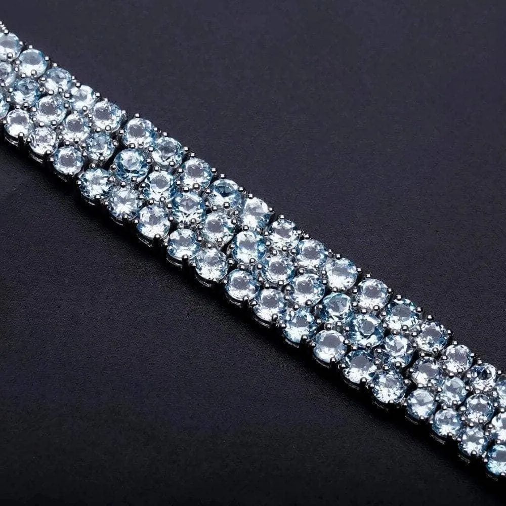 Natural Sky Blue Topaz Gemstone Bracelet