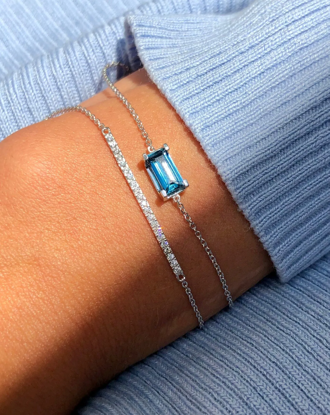 Nord London Blue 18K Whitegold Bracelet w. Topaz & Diamond