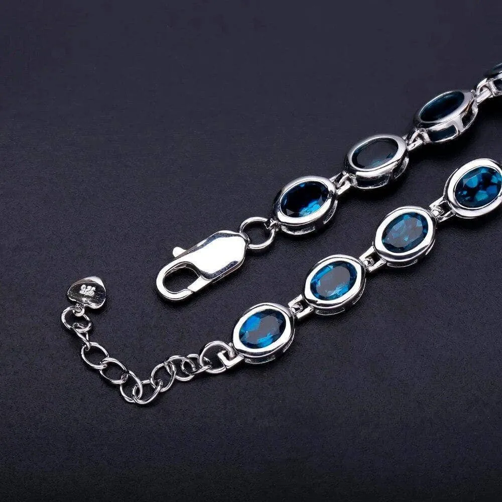 Oval London Blue Topaz Gemstone Bracelet