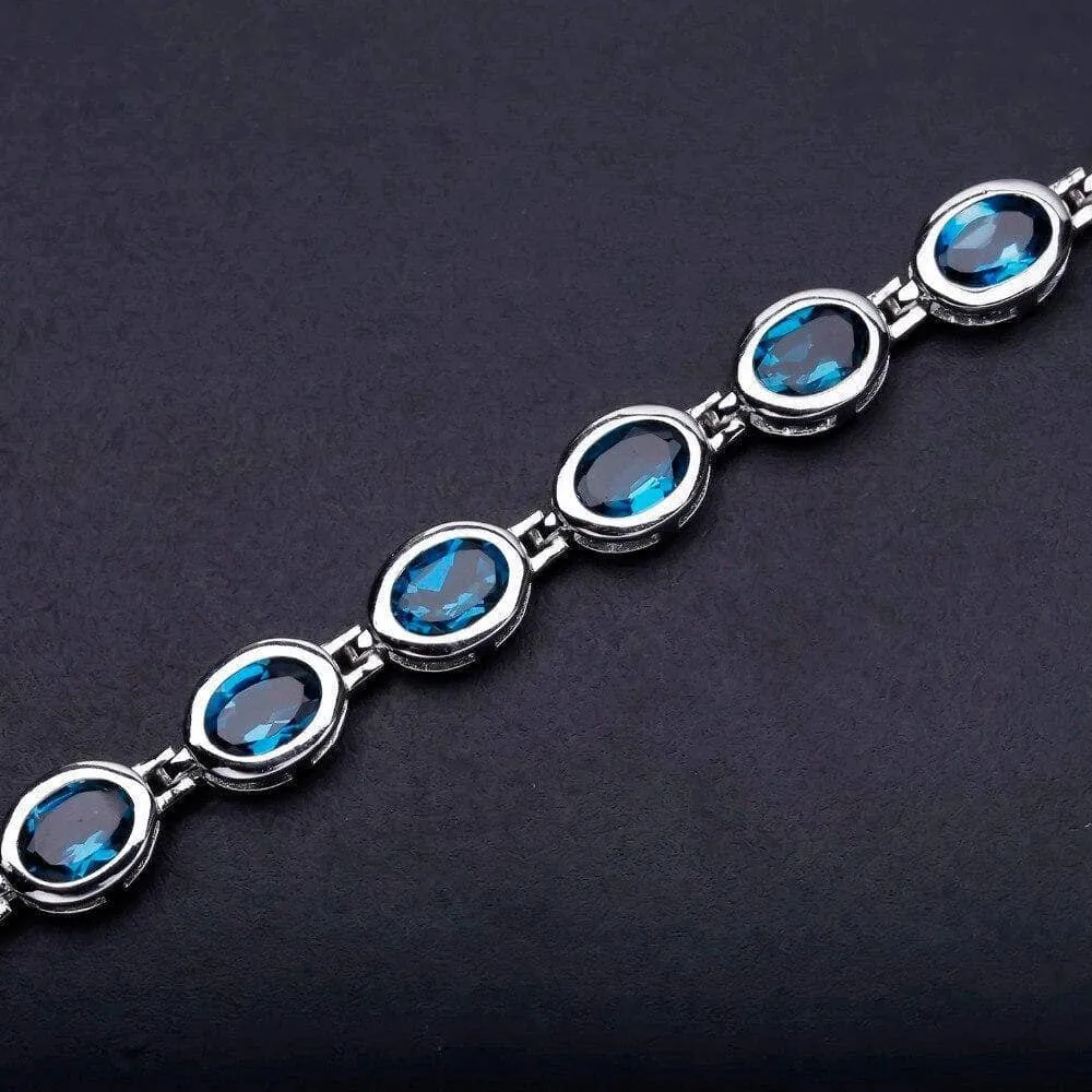 Oval London Blue Topaz Gemstone Bracelet