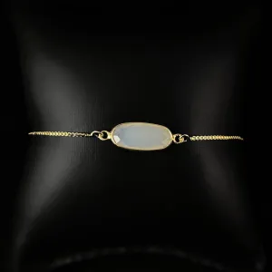 Oval Moonstone Gold Slider Chain Bracelet - Athena