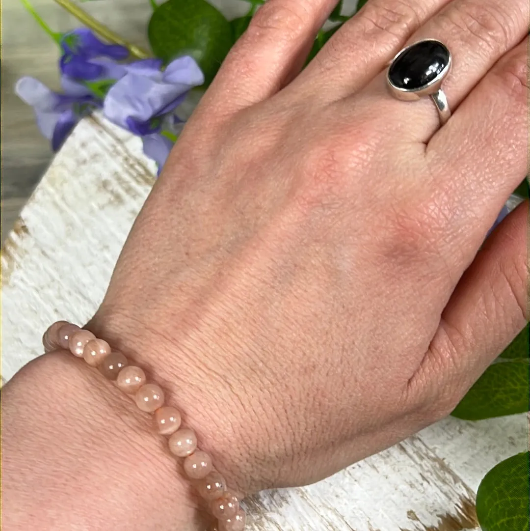 Peach Moonstone 6mm Bead Bracelet