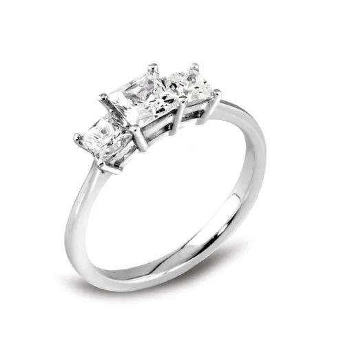 Princess cut trilogy ring 0.46ct - 2.00ct