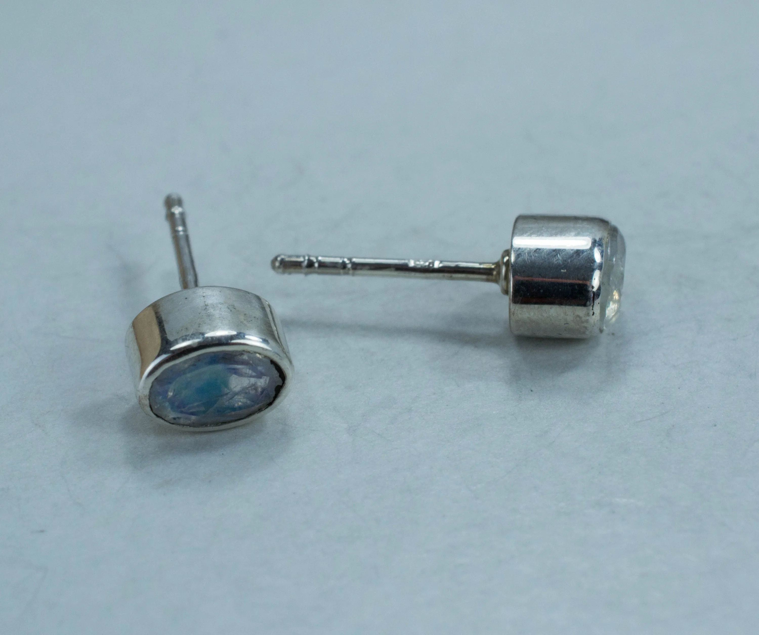 Rainbow Moonstone Earrings, Genuine Untreated India Moonstone; 0.775cts