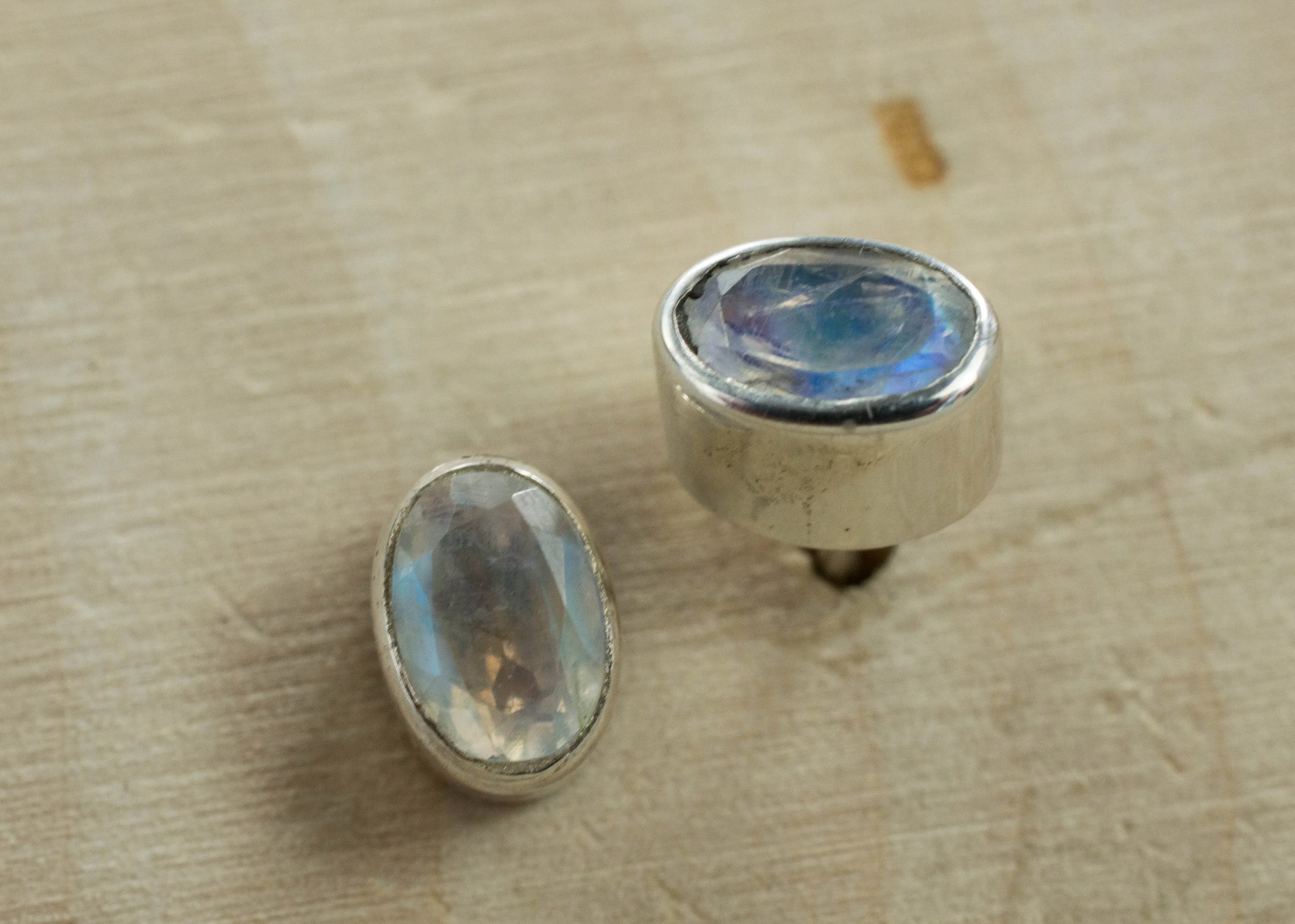 Rainbow Moonstone Earrings, Genuine Untreated India Moonstone; 0.775cts