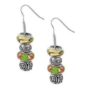 Silver Long Dangle 4 Bead Earrings