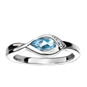 Silver Sky Blue Topaz And White Topaz Ring