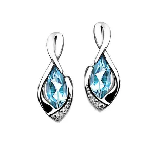 Silver White And Blue Topaz Earrings