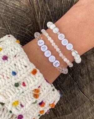 Stacking Bracelets, Beaded Bracelets, Moonstone Bracelet, Bracelet Stack, Beaded Bracelet Stack, Gifts for Her, Letter Bead Bracelet