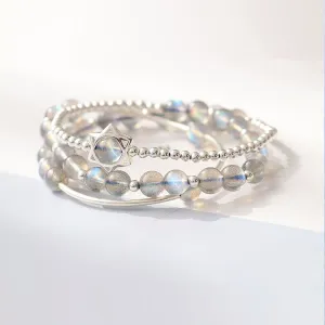 Sterling Silver Grey Moonstone Bead Rosantica Bracelets Handmade Jewelry Accessories Gift Women