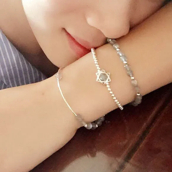 Sterling Silver Grey Moonstone Bead Rosantica Bracelets Handmade Jewelry Accessories Gift Women
