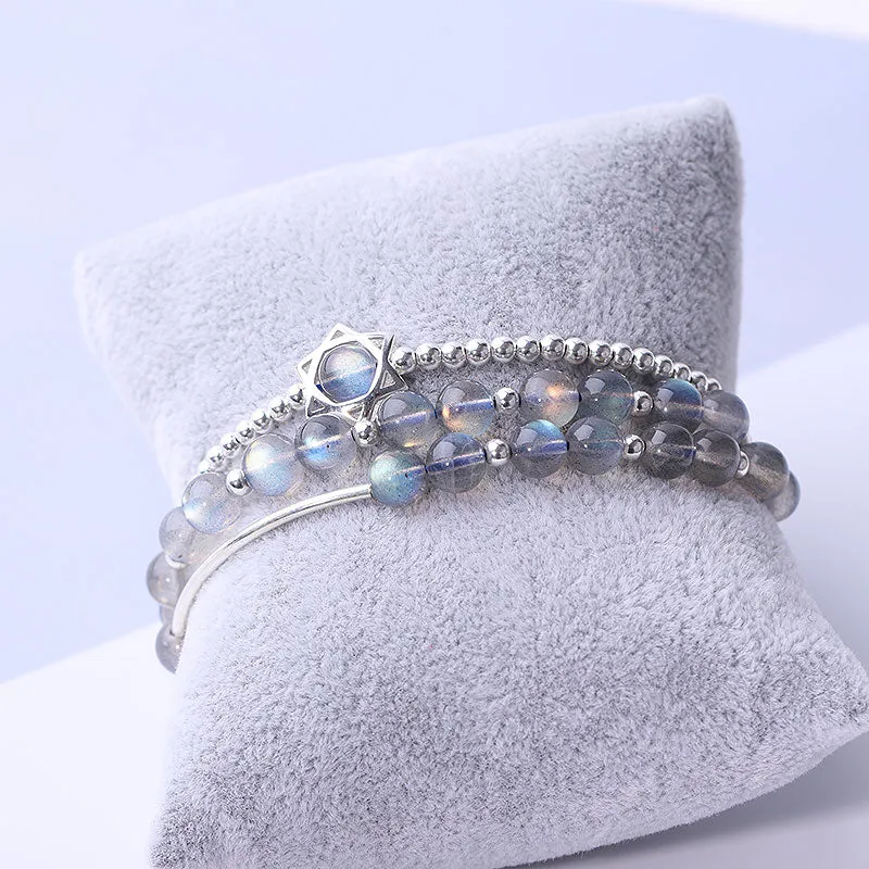 Sterling Silver Grey Moonstone Bead Rosantica Bracelets Handmade Jewelry Accessories Gift Women