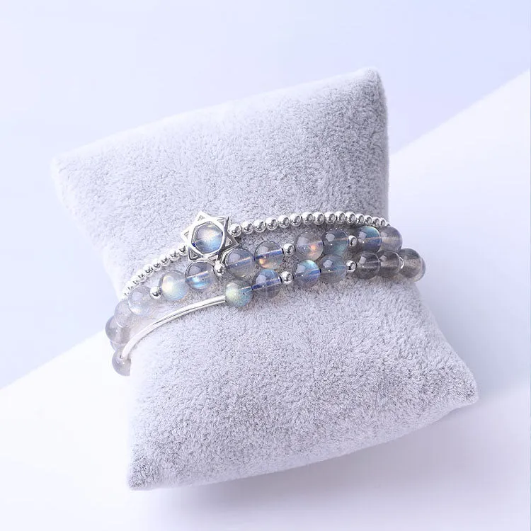 Sterling Silver Grey Moonstone Bead Rosantica Bracelets Handmade Jewelry Accessories Gift Women
