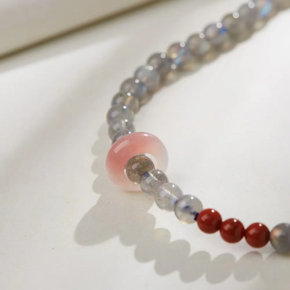Strawberry Quartz Pixiu Moonstone Bracelet-Attract Luck