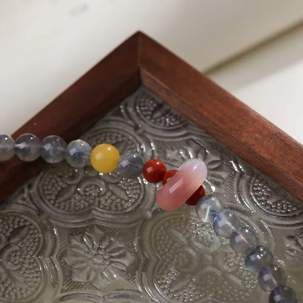 Strawberry Quartz Pixiu Moonstone Bracelet-Attract Luck