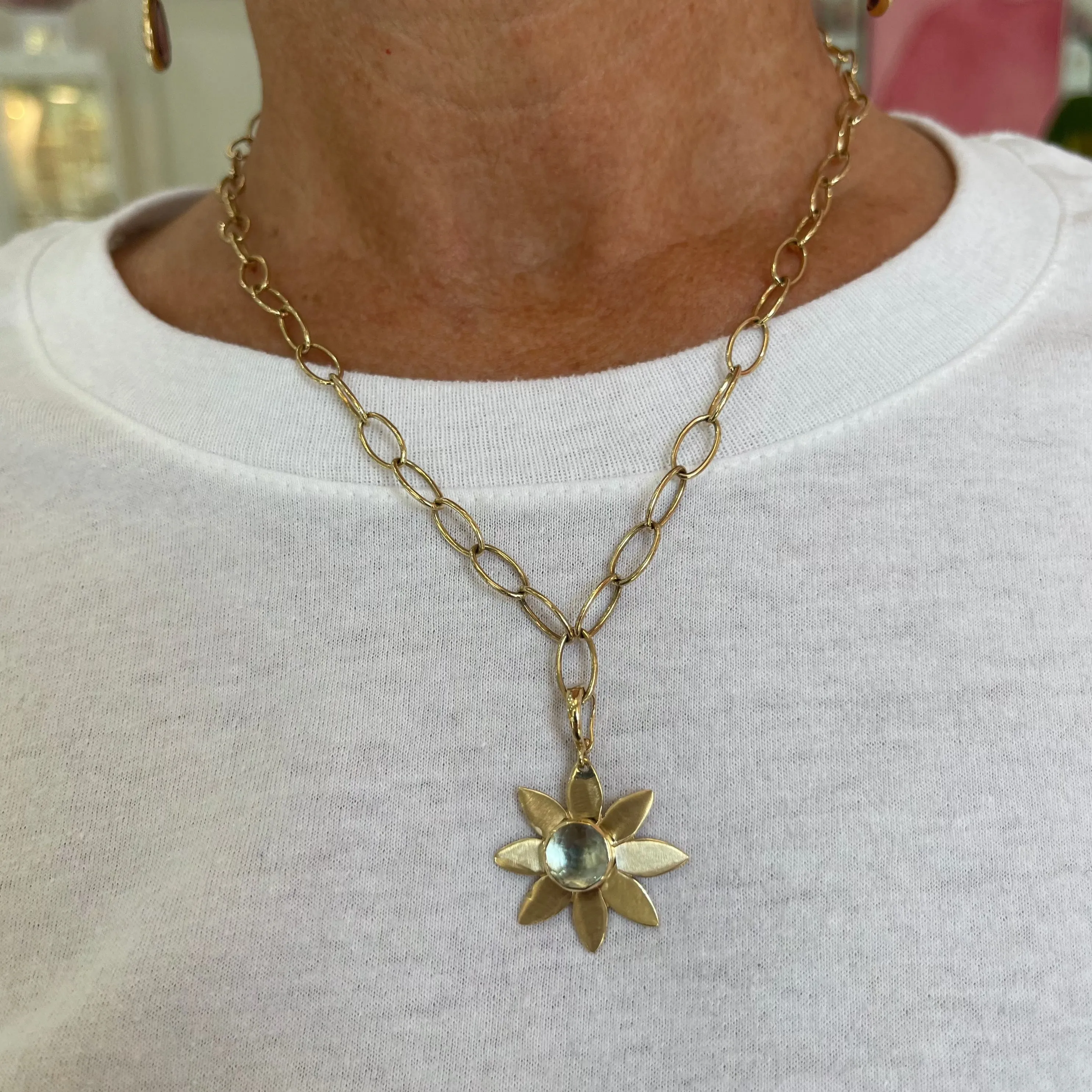 Sunburst Blue Topaz Charm