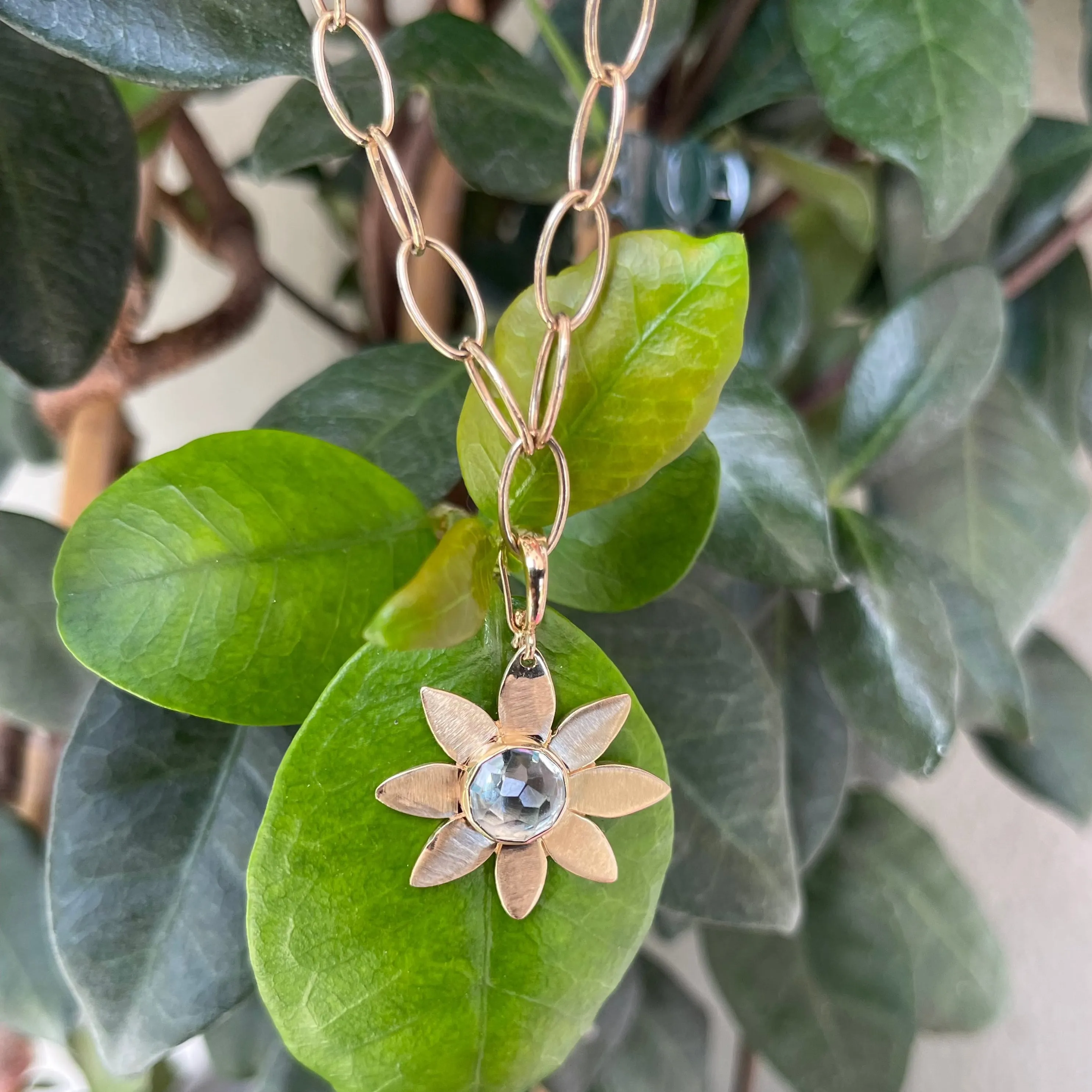 Sunburst Blue Topaz Charm