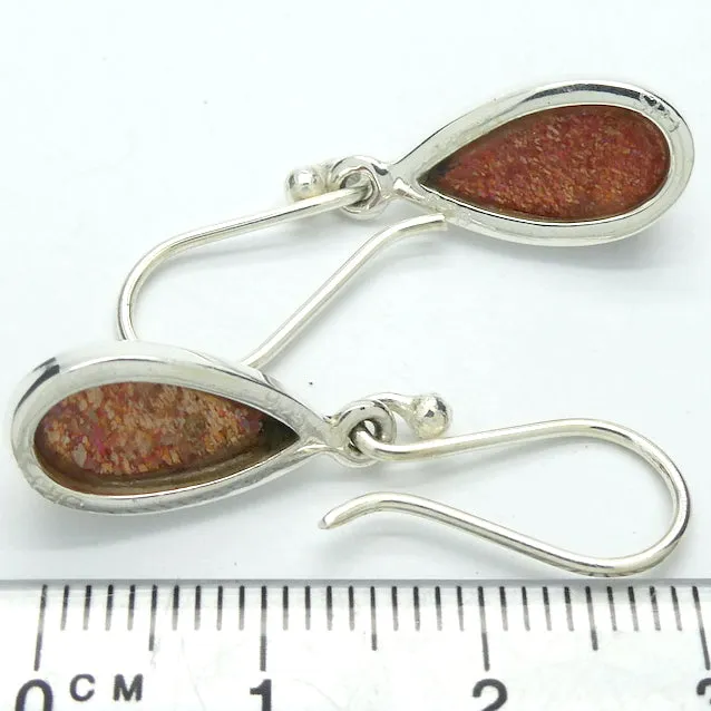 Sunstone Earrings, Teardrop Cabochon, 925 Silver, g1