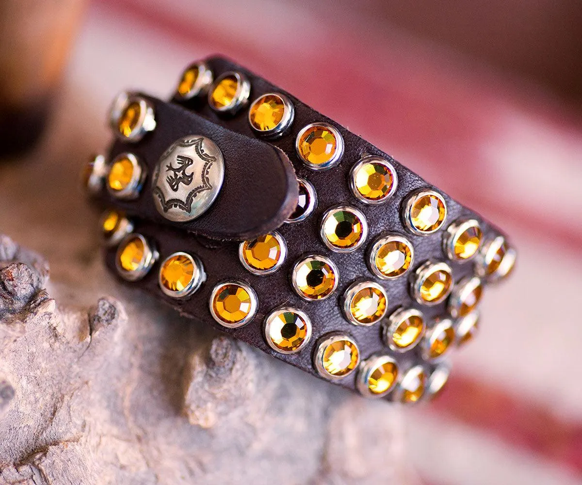 Topaz Swarovski Crystals Leather Bracelet