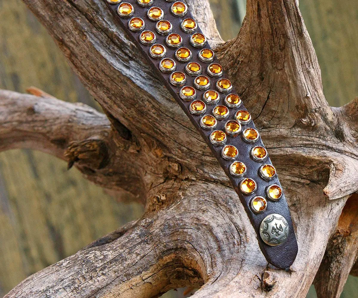 Topaz Swarovski Crystals Leather Bracelet