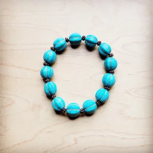 Turquoise Blue Melon Beaded Stretch Bracelet 809g