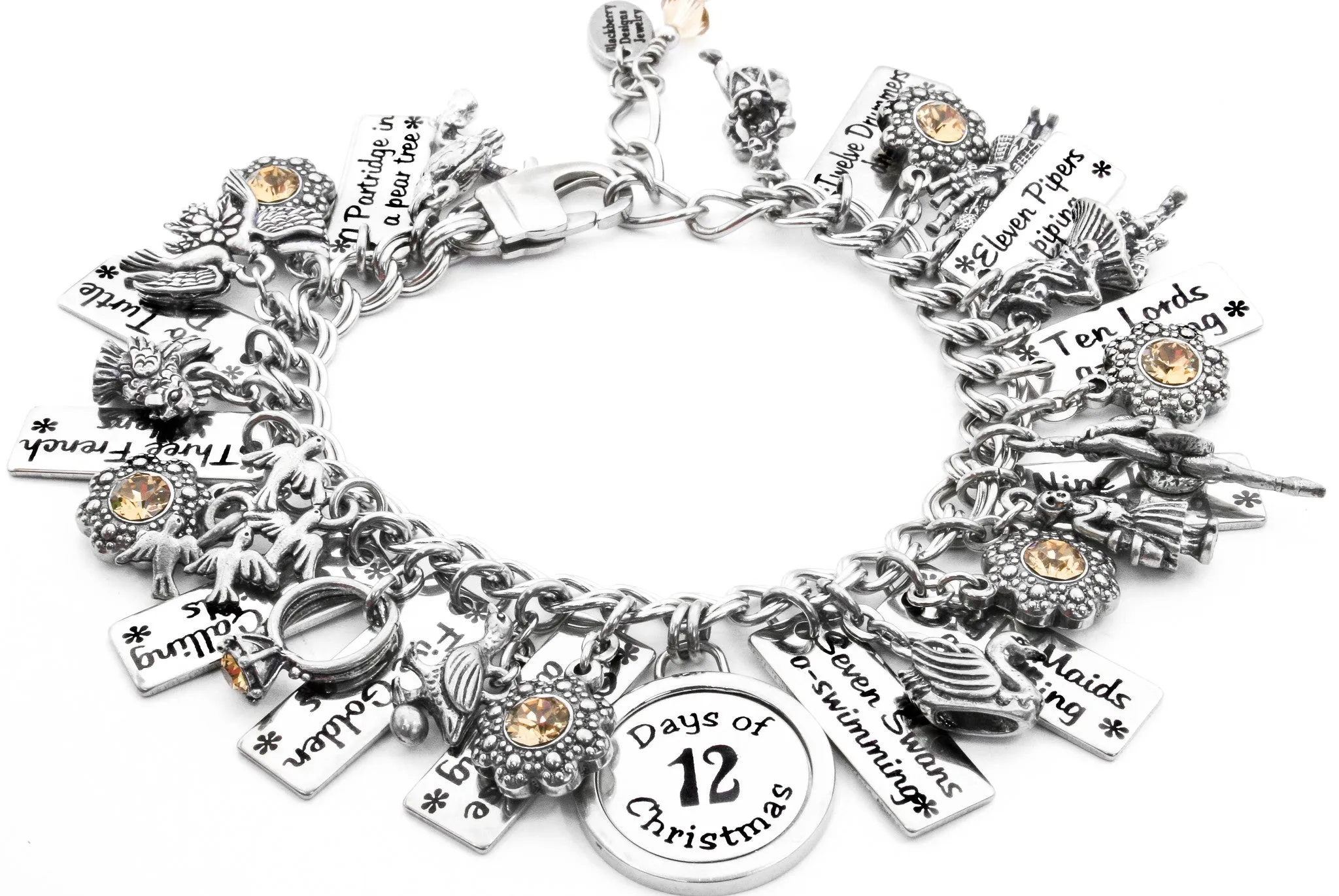 Twelve Days of Christmas Silver Bracelet