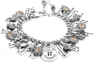 Twelve Days of Christmas Silver Bracelet