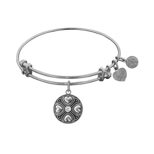 White Topaz Birthstone Angelica Charm Bangle