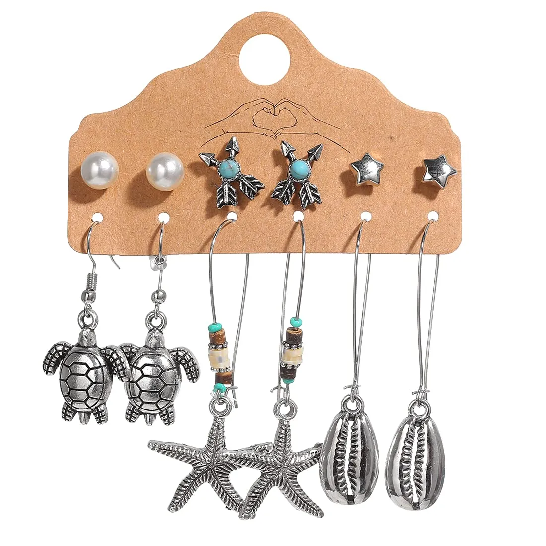 Yellow Chimes Earrings Set for Women Combo of 6 Pairs Oxidised Earrings Ethnic Tear Drop Multicolor Stud and Drop Earrings for Women and Girls.
